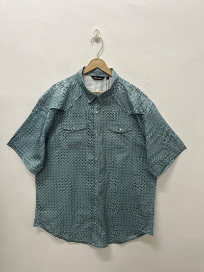 Teton Short-Sleeve Snap Shirt: Teal Geo