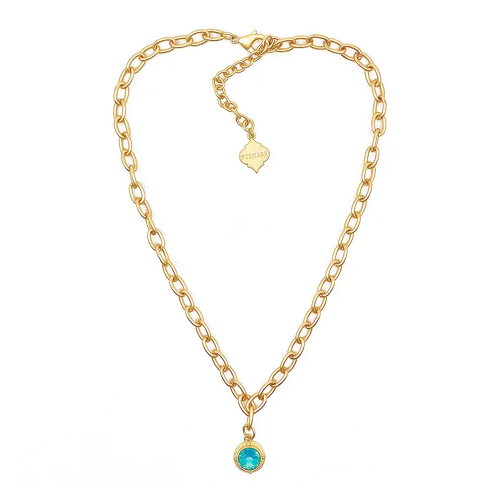 Trinity Necklace - Richie - Brush Gold: Aqua