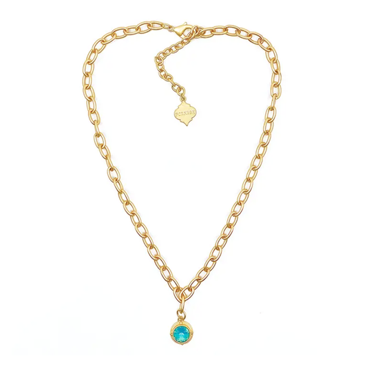 Trinity Necklace - Richie - Brush Gold: Aqua