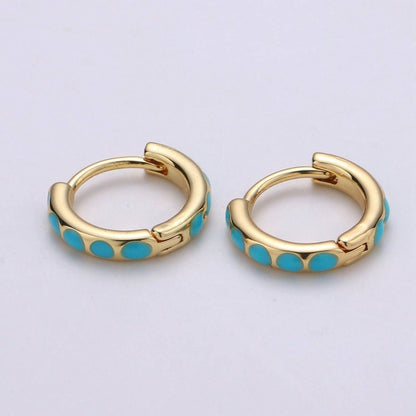 Turquoise Hoop Earrings • turquoise gold cartilage hoop • turquoise huggie hoop earrings • Something Blue Jewelry