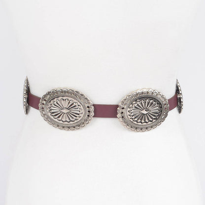 Faux Leather Western Style Multi Metal Women's Belt: CM