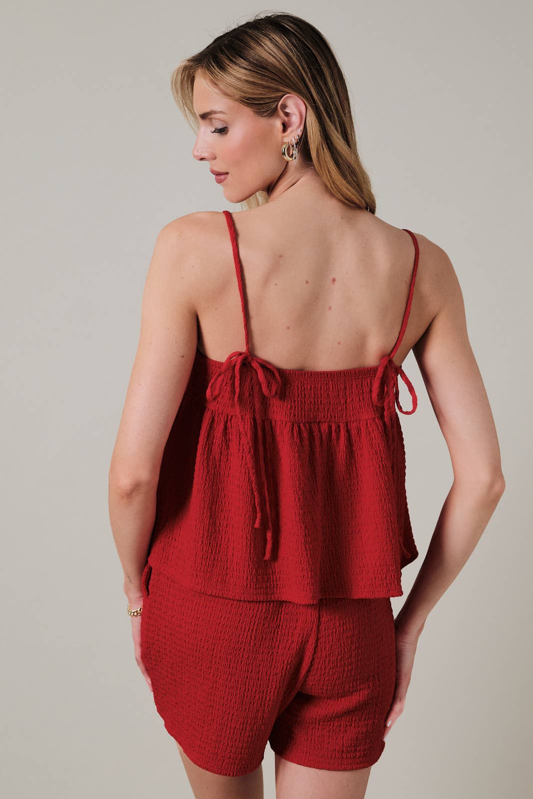 Cherry Red Sleeveless Knit Tank Top