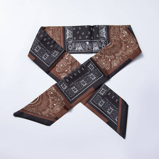 Brown Soft Faux Silk Bandana Scarf Necklace