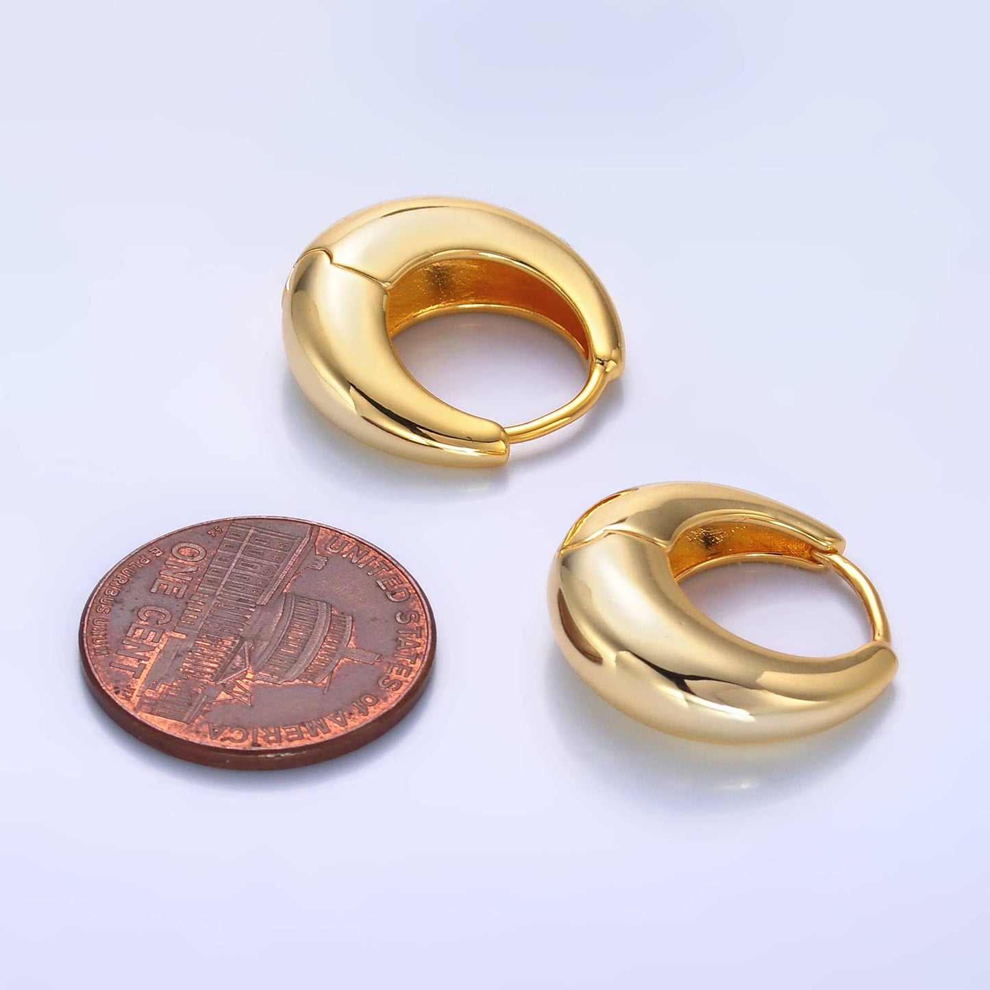 24K Gold Filled 18mm Minimal Hoop Earrings : Silver