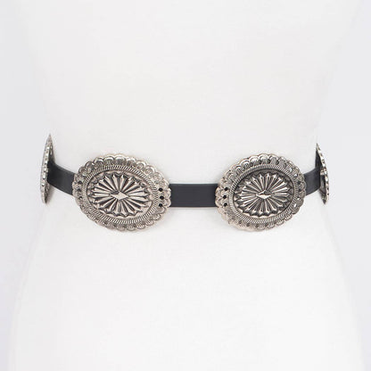 Faux Leather Western Style Multi Metal Women's Belt: CM