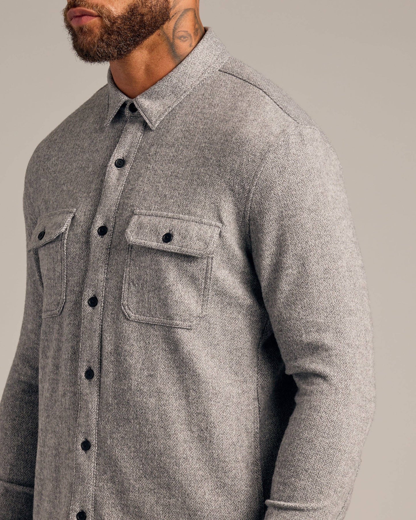 Light Heather Gray Shirt Jacket