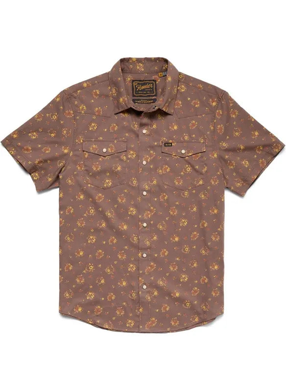 H Bar B Short Sleeve Snapshirt Bouquets : Morel