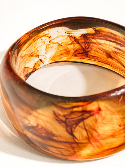 Caelia Modern Bold Statement Resin Bangle: Brown