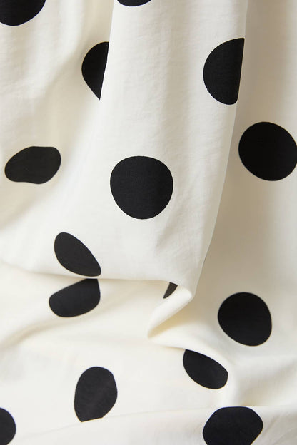 The Madison Mini Sleeveless Bold Polka Dot Dress: Cream Black