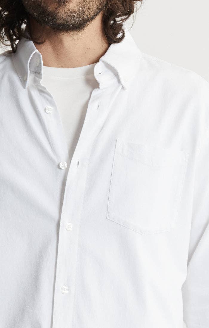 Charles Classic Oxford Long Sleeve Shirt: WHITE