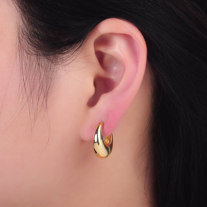 24K Gold Filled 18mm Minimal Hoop Earrings : Silver