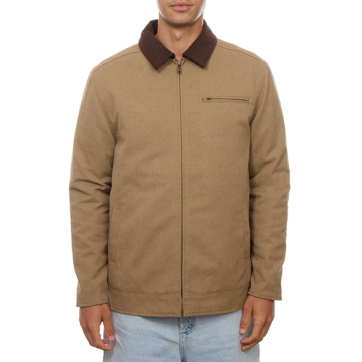 Nolan Corduroy Collared Jacket: Khaki