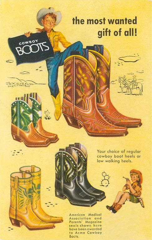 Art Print CB-217 Cowboy Boots for Boys