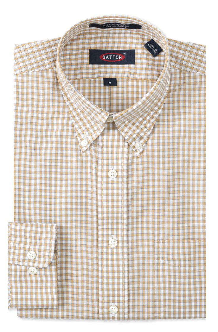 Donovan Non-Iron Gingham Cotton Sport Shirt: Men's Classic Fit Long Sleeve Button Down