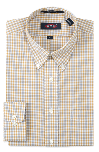 Donovan Non-Iron Gingham Cotton Sport Shirt: Men's Classic Fit Long Sleeve Button Down