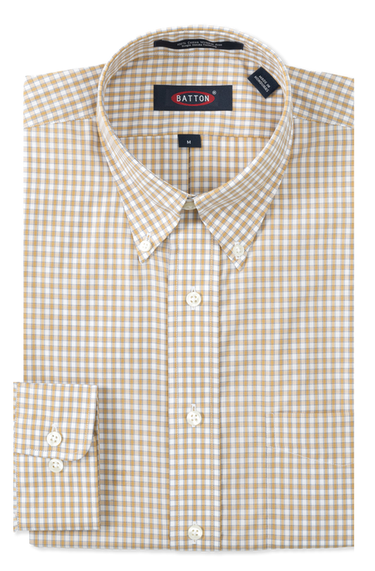 Donovan Non-Iron Gingham Cotton Sport Shirt: Men's Classic Fit Long Sleeve Button Down
