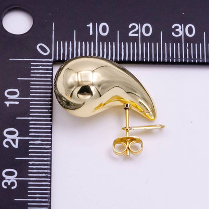 14K Gold Filled 25mm Chunky Modern Teardrop Stud Earrings in Gold & Silver