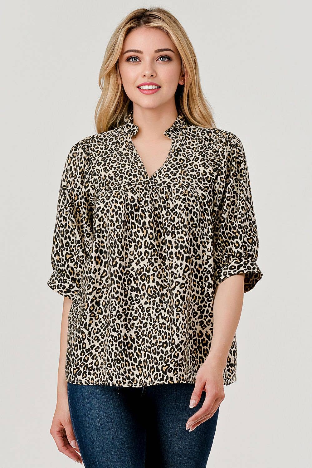 Devon Half Sleeve Leopard Print Loose Fit Top