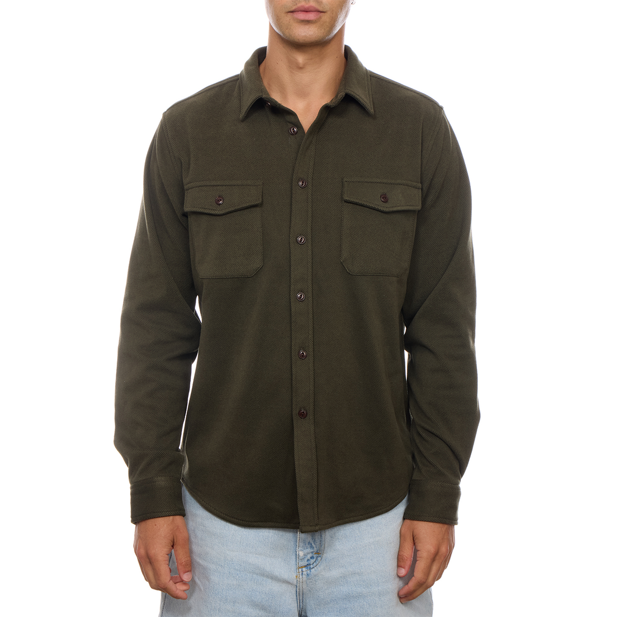 Graham Two-Pocket Long-Sleeve Button-Down Shirt: Olive