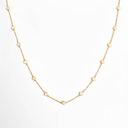 Petite Colored Clover Necklace: Cream