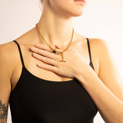 Iscera 18K Gold Non-Tarnish Stainless Steel Tbar Necklace: Gold