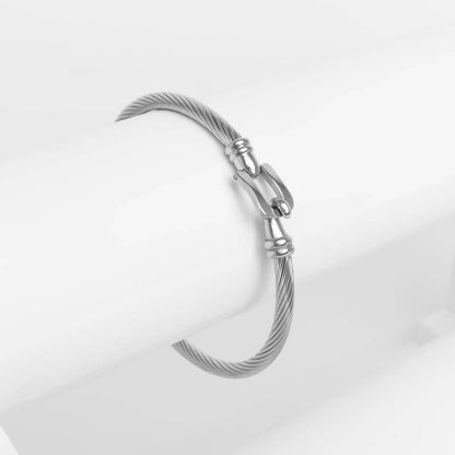 Tala Buckle Clasp Bangle Bracelet: Silver