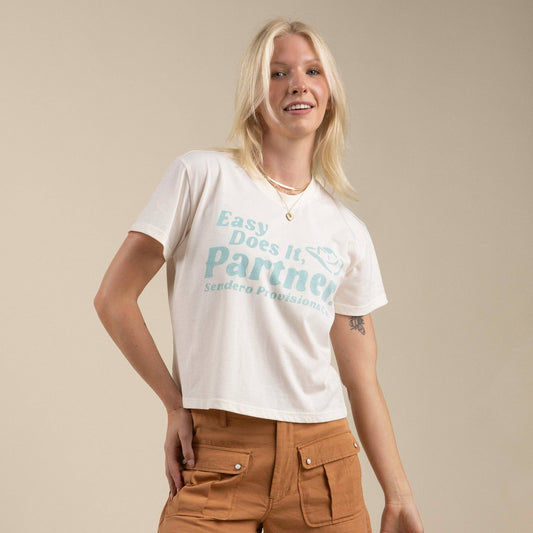 Easy Does It Crop Tee: Vintage White