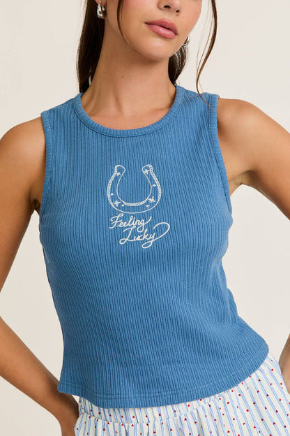 Feeling Lucky Embroidered Tank Top