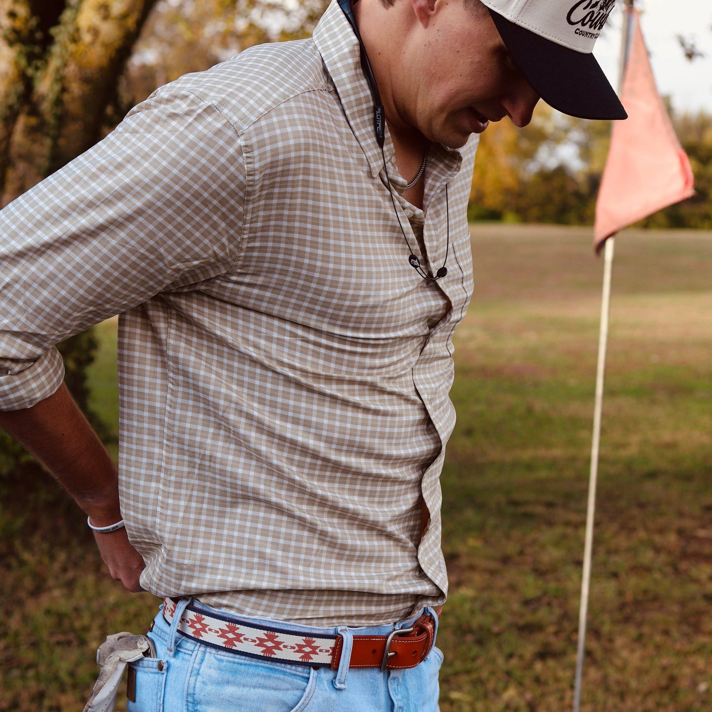Performance Button Down: Tan