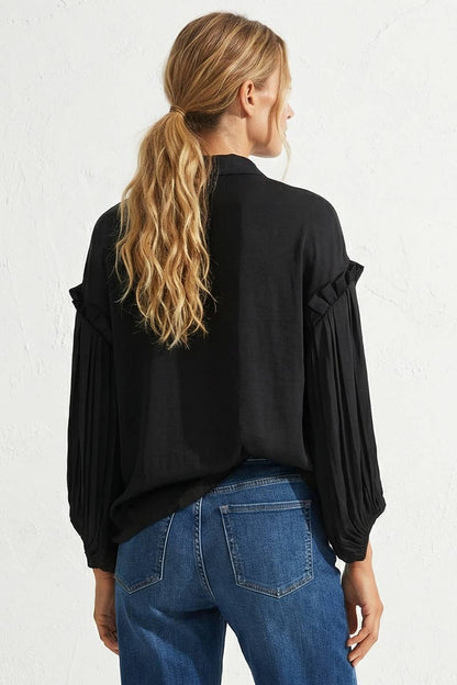Collins Balloon Sleeve Blouse: Black
