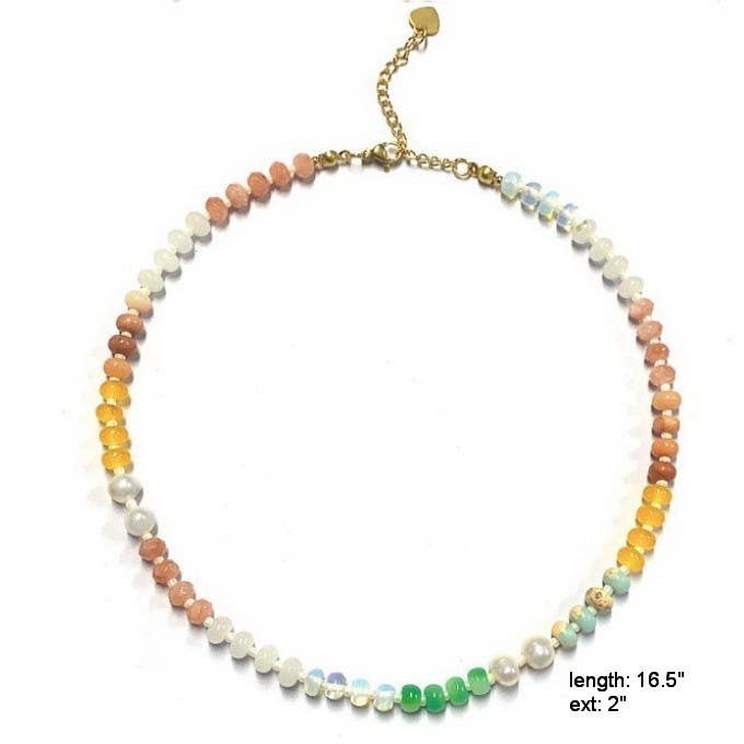 Natural Stone Semi-Precious Glass Mixed Necklace | 40NK9694: A