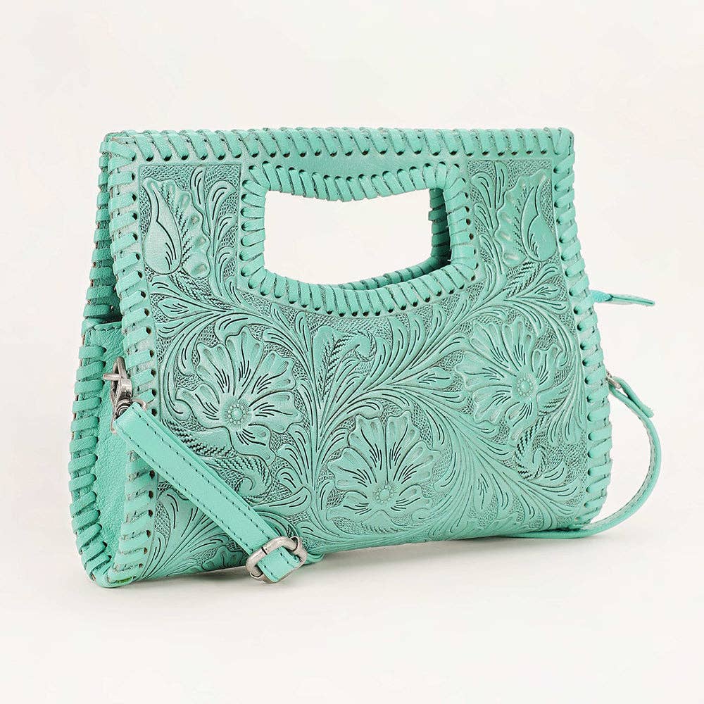 Loyal West Alma Medium Bag Turquoise: Turquoise Handtooled Leather And Calfskin / Single