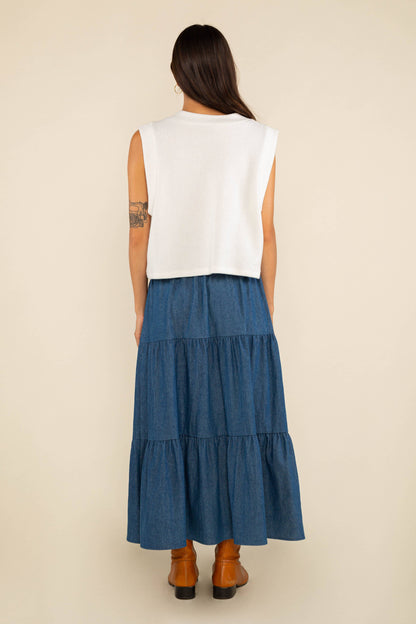 Stan Cotton Skirt: Medium Wash