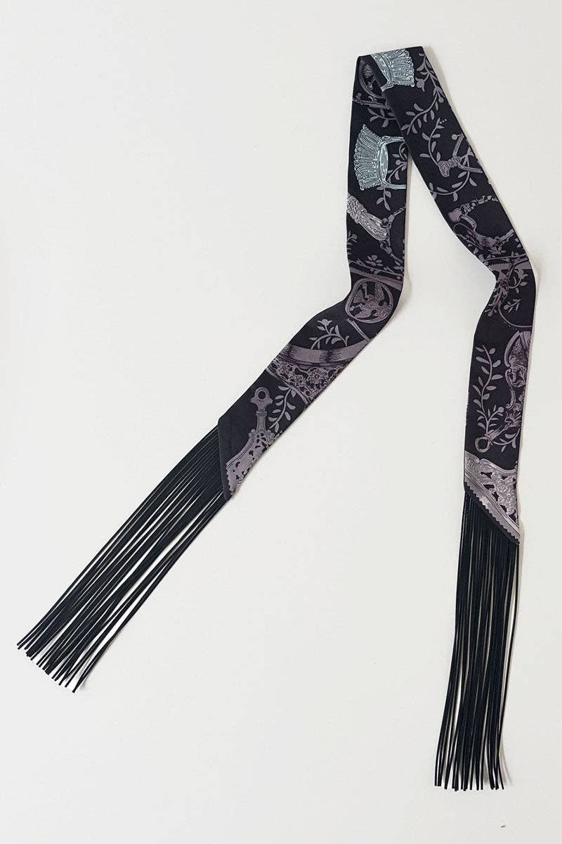 Printed Fringed Detail Scarf: 1 / One Size
