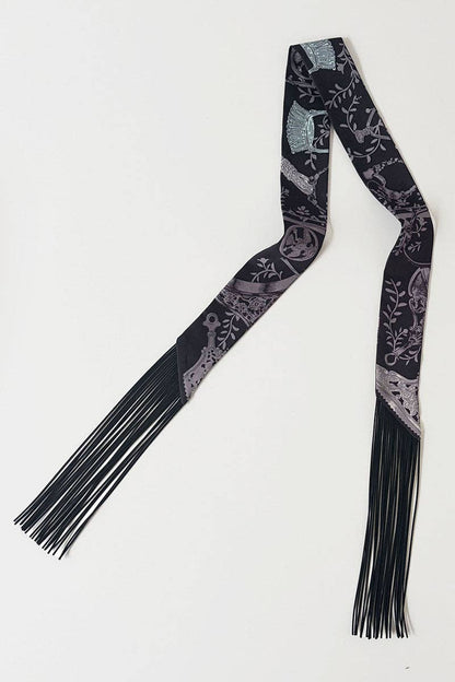 Printed Fringed Detail Scarf: 1 / One Size
