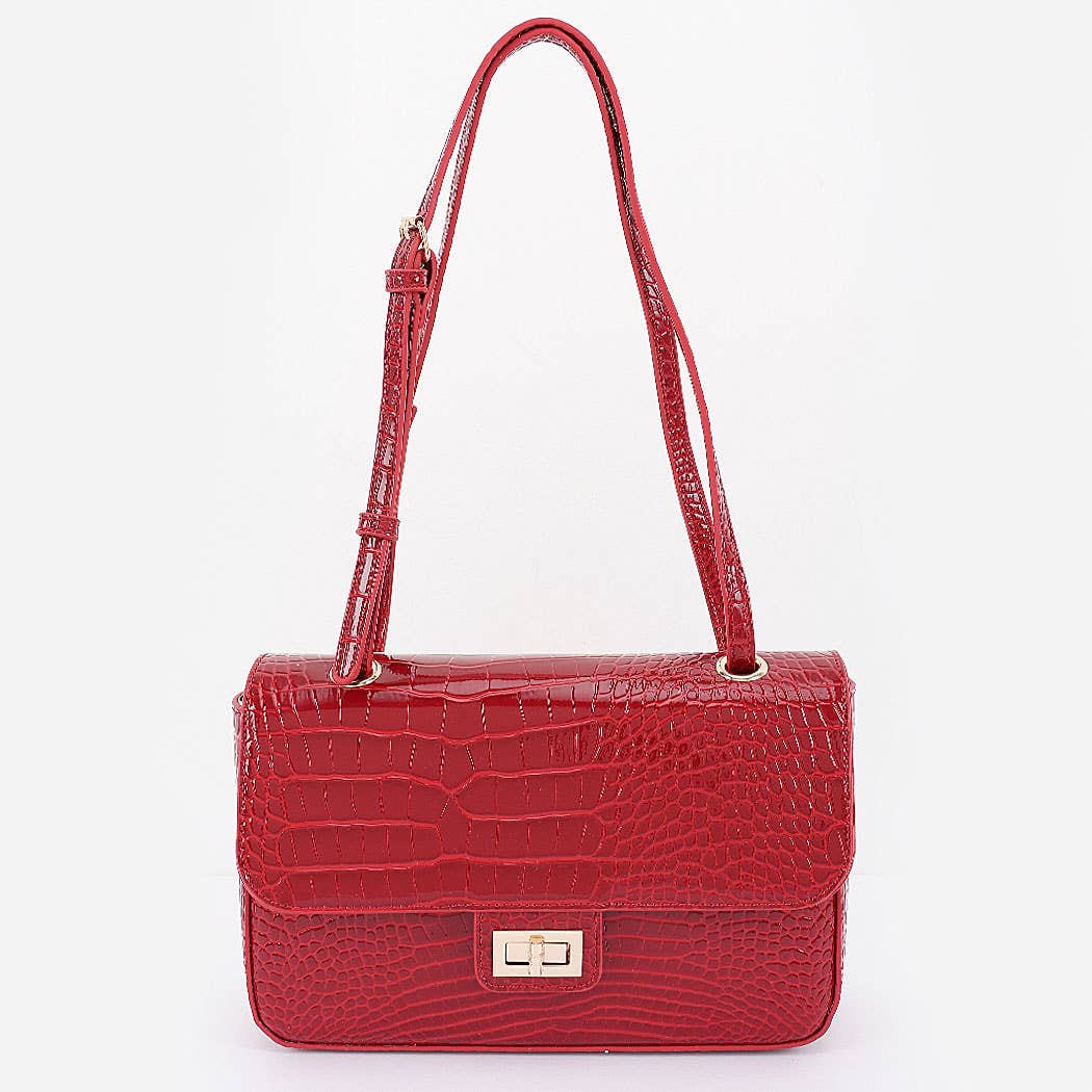 Croc Patent Leather Flap Bag: CF