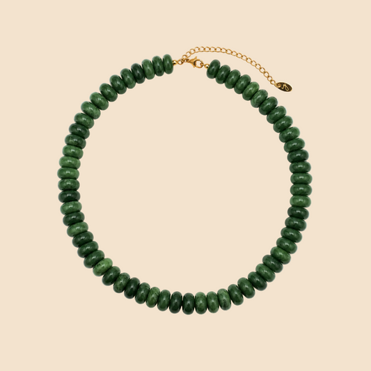 Sylvie Modern Resin Beaded Statement Necklace: Emerald Green