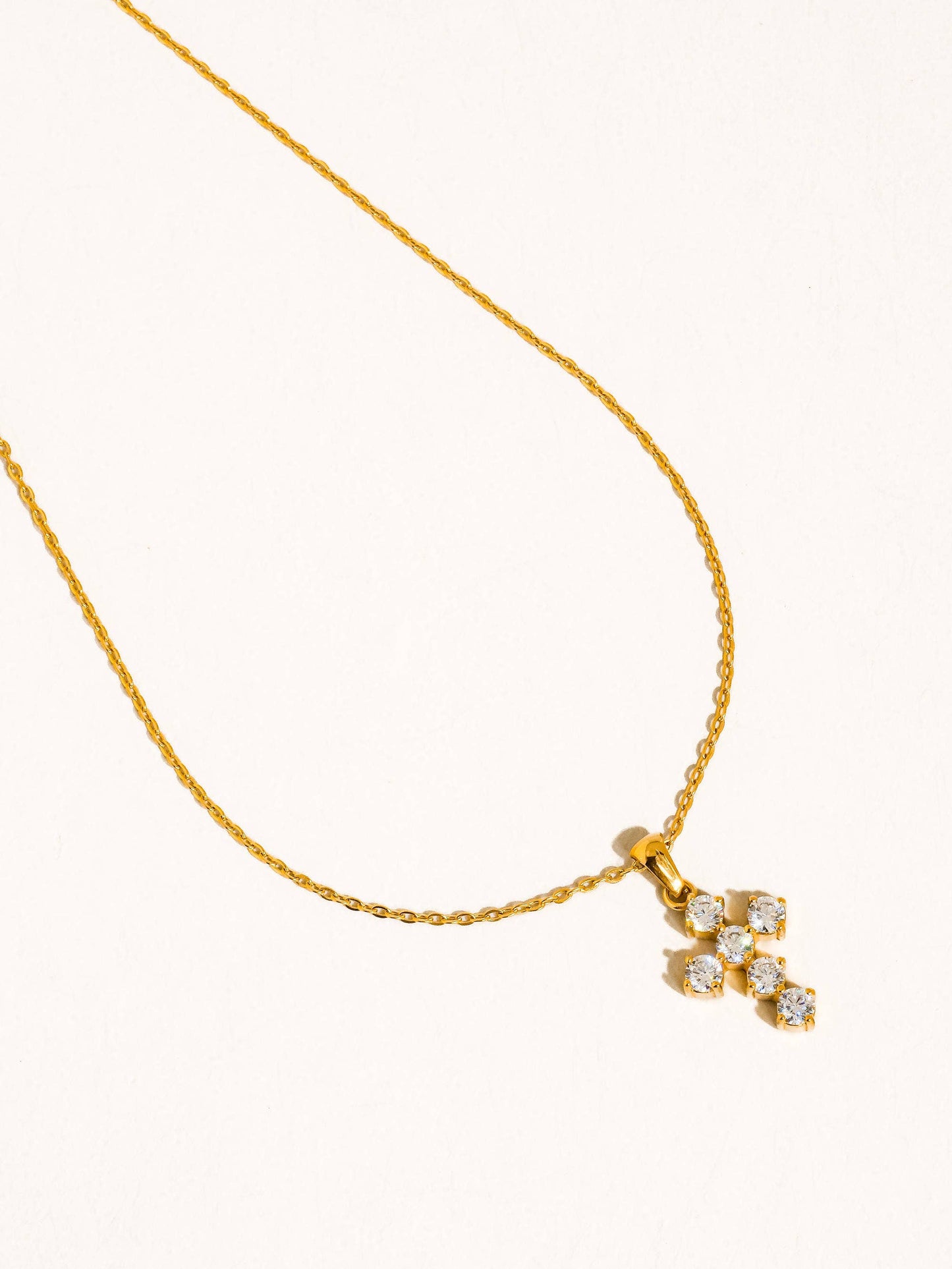 Raimon 18K Gold Non-Tarnish Dainty Cross Necklace: Yellow Gold