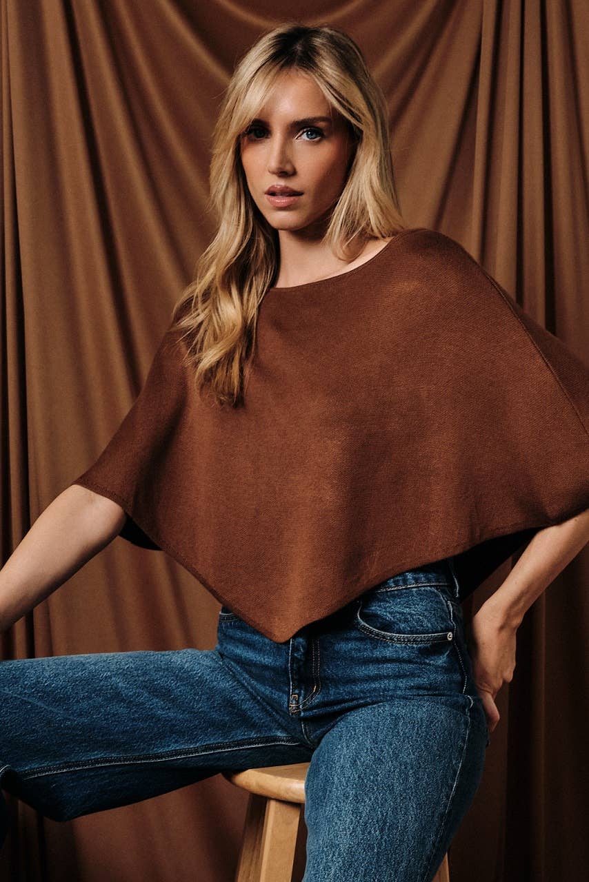 Gemma Poncho Top: Cocoa