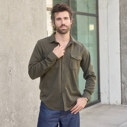 Graham Two-Pocket Long-Sleeve Button-Down Shirt: Olive