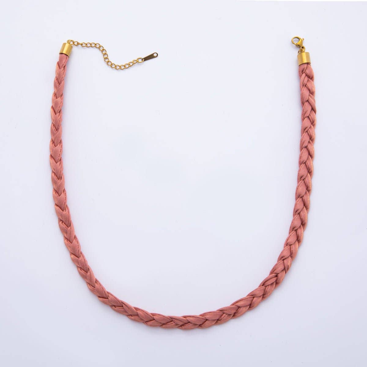 Handmade Fabric Braided Bandana Necklace 17 inch long: Pink Braid