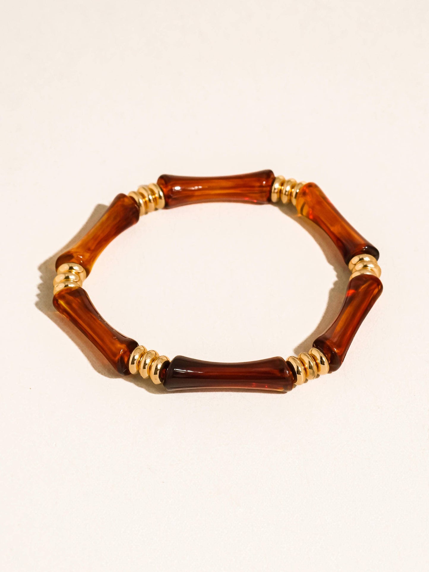 Alun 18K Gold Non-Tarnish Bamboo Resin Bangle Set: Brown