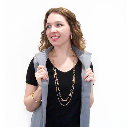 Long Baby Horsebit Necklace: Silver