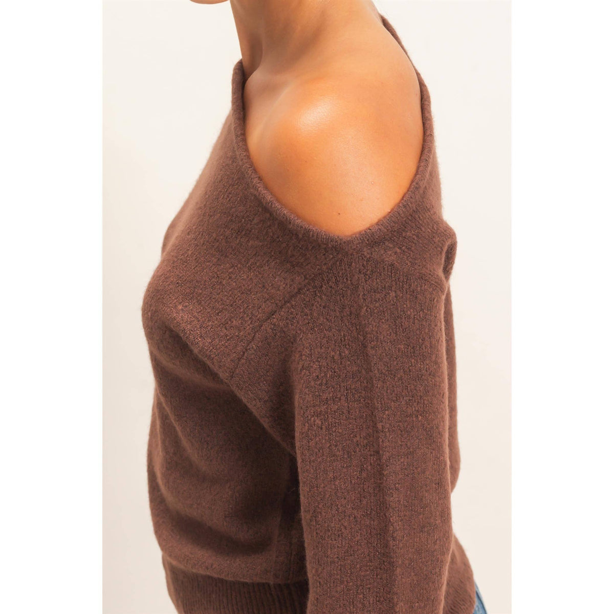 Off The Shoulder Sweater Top: TAUPE / S-M-L(2-2-2)