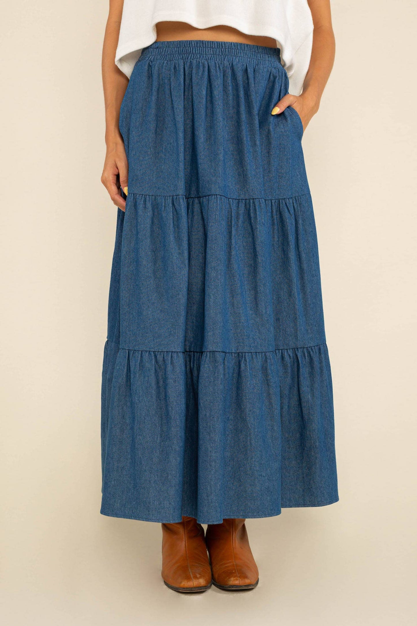 Stan Cotton Skirt: Medium Wash