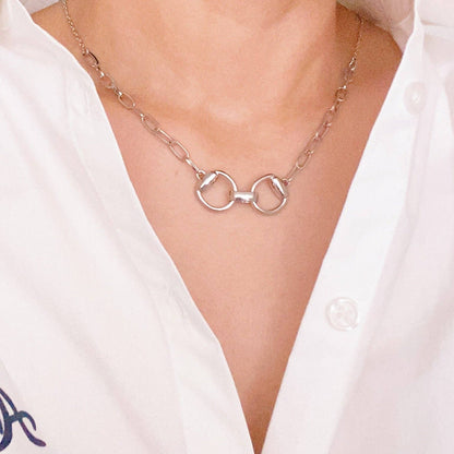Equestrian Pendant Chain Necklace: Silver