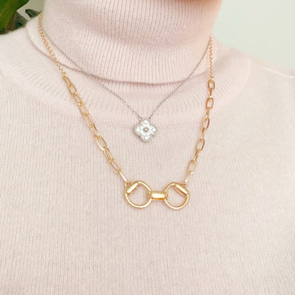 Equestrian Pendant Chain Necklace: Gold