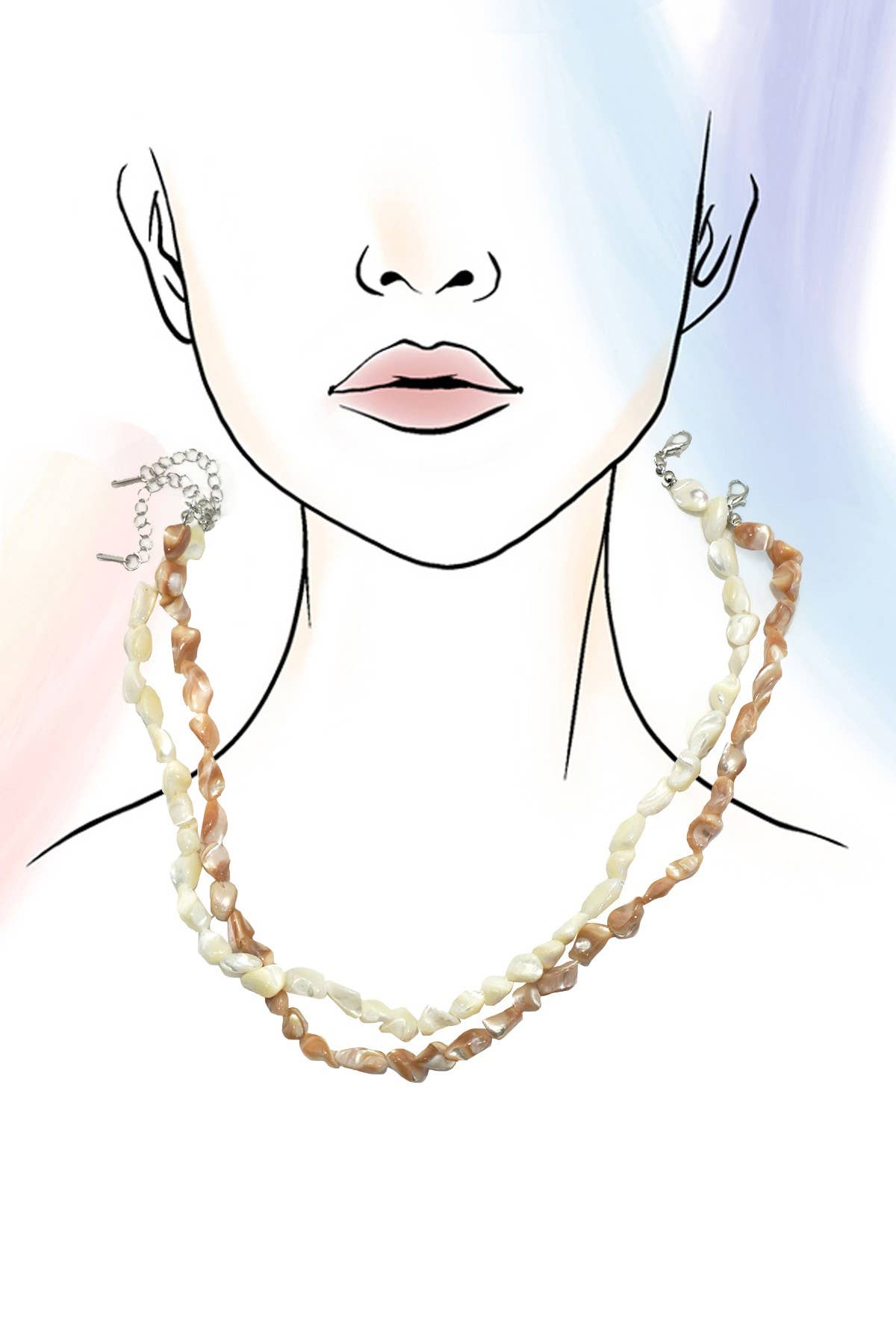 Iridescent Mother-of-Pearl Shell Nugget Necklaces: Brown