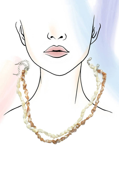 Iridescent Mother-of-Pearl Shell Nugget Necklaces: Brown