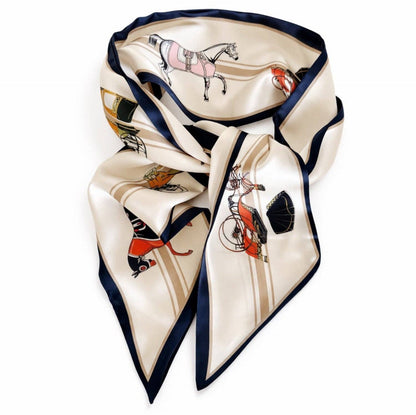 Equestrian Luxe Jumbo Twilly Scarf – Horse & Carriage Print